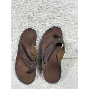 OluKai Ohana Sandals Shoes Mens Size 10 Brown Thong Flip Flops Comfort Beach
